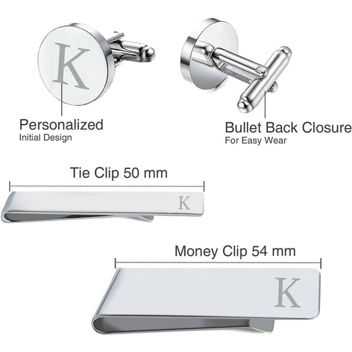 Cufflinks Tie Bar Money Clip Set - Ideal Groom's Gift
