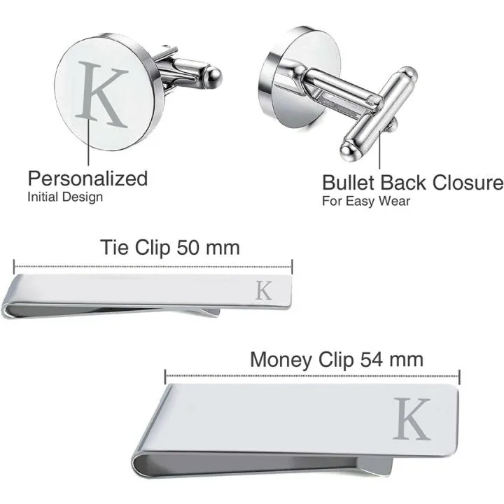 Cufflinks Tie Bar Money Clip Set - Ideal Groom's Gift