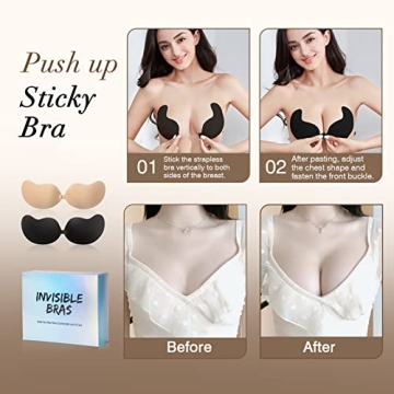 Backless Adhesive Sticky Bra - 2 Pairs for Comfort