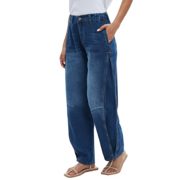 LifeShe Baggy Jeans for Women - Stylish Mid Rise Barrel Jeans for Casual Wear
