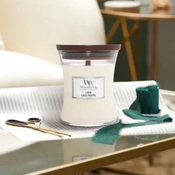 WoodWick Medium Hourglass Candle, Vanilla Sea Salt Scented, Premium Soy-Blend Wax, Pluswick Innovation Wood Wick, Ideal for Gifting or Home Decor