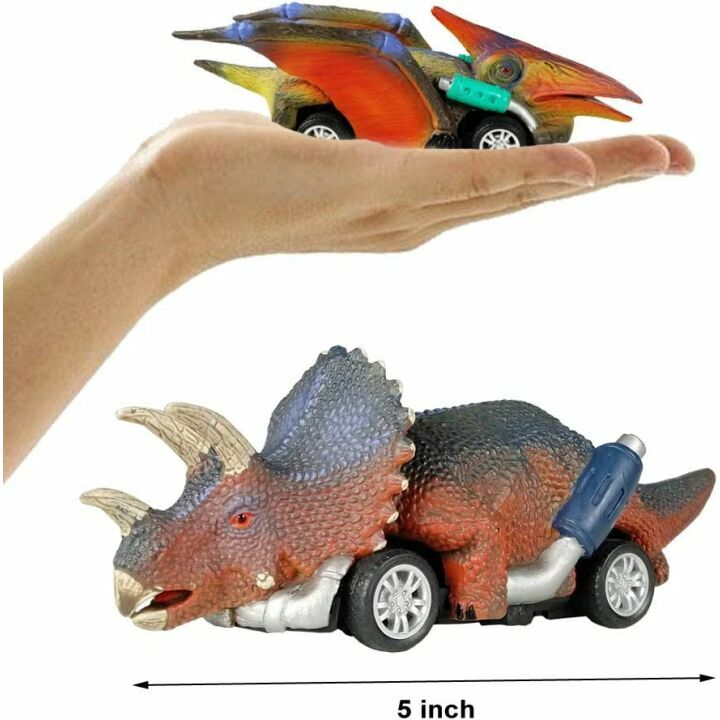DINOBROS Pull Back Dinosaur Toy Cars - 6 Pack