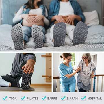 Non Slip Yoga Socks with Grips for Men & Women