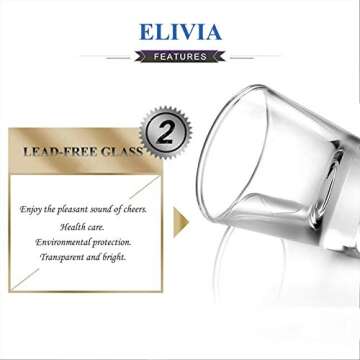 ELIVIA Shot Glass Set with Heavy Base, 1.2 oz Clear Glasses for Whiskey and Liqueurs (6 pack) - JM01