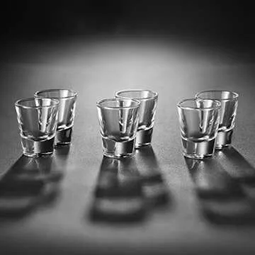 ELIVIA Shot Glass Set with Heavy Base, 1.2 oz Clear Glasses for Whiskey and Liqueurs (6 pack) - JM01