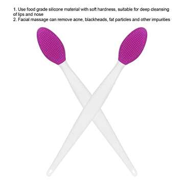 Silicone Nose Cleansing Brush, Silicone Exfoliating Lip Brush, Deep Cleaning Exfoliating Lip Brush with Double Sided, Facial Brush for Blackhead Cleanning, Lip Scrubs Exfoliator & Moisturizer(purple)