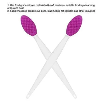 Silicone Nose Cleansing Brush, Silicone Exfoliating Lip Brush, Deep Cleaning Exfoliating Lip Brush with Double Sided, Facial Brush for Blackhead Cleanning, Lip Scrubs Exfoliator & Moisturizer(purple)