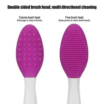 Silicone Nose Cleansing Brush, Silicone Exfoliating Lip Brush, Deep Cleaning Exfoliating Lip Brush with Double Sided, Facial Brush for Blackhead Cleanning, Lip Scrubs Exfoliator & Moisturizer(purple)