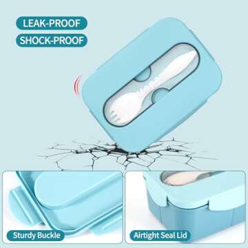 Itopor® Bento Box,Ideal Leak-Proof Lunch Box for Kids & Adults,Mom’s Top Choice,Kids Lunch Box No BPA & Chemical Dyes,Portable Lunch Box Kid,Durable Lunch Container for Family(Blue), PP168