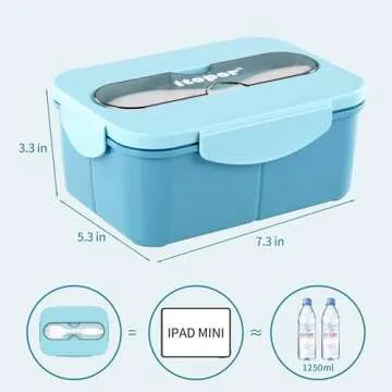 Itopor® Bento Box,Ideal Leak-Proof Lunch Box for Kids & Adults,Mom’s Top Choice,Kids Lunch Box No BPA & Chemical Dyes,Portable Lunch Box Kid,Durable Lunch Container for Family(Blue), PP168
