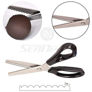 Fabric Pinking Shears Craft Scissors，Serrated Scalloped stainless Steel Handled Professional Sewin...
