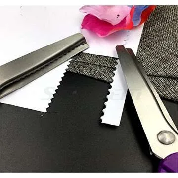 Fabric Pinking Shears Craft Scissors，Serrated Scalloped stainless Steel Handled Professional Sewing black Scissors, Scissors for Leather, Tailoring, Paper Crafts Hand shears etc. (Scalloped5mm)