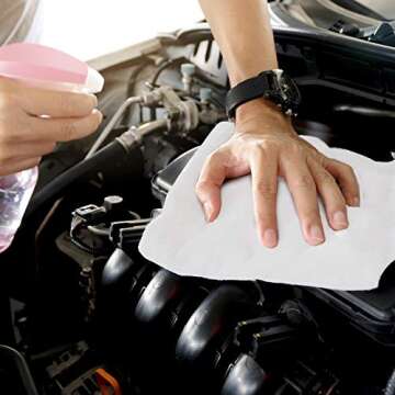 TALVANIA Shop Towels – Pack of 50 Reusable Cleaning Rags – Durable Quality Cotton – 13" x 13"– Machine Washable – Suitable for All Purposes (White)