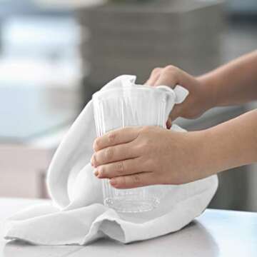 TALVANIA Shop Towels – Pack of 50 Reusable Cleaning Rags – Durable Quality Cotton – 13" x 13"– Machine Washable – Suitable for All Purposes (White)