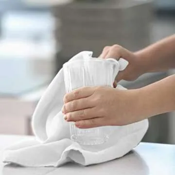 TALVANIA Shop Towels – Pack of 50 Reusable Cleaning Rags – Durable Quality Cotton – 13" x 13"– Machine Washable – Suitable for All Purposes (White)