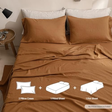 Simple&Opulence 100% Linen Sheets Queen Size Set