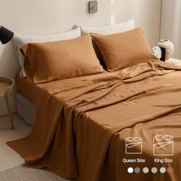 Simple&Opulence 100% Linen Sheets Queen Size Set
