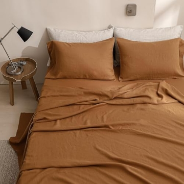 Simple&Opulence 100% Linen Sheets Queen Size Set