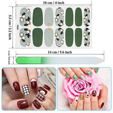 Maitys 224 Pieces 16 Sheets Full Nail Wraps Polish Stripes Nail Art Polish Stickers Self-Adhesive De...