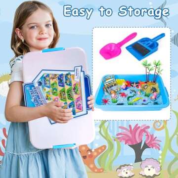 Tcvents Sensory Bins, Ocean Mermaid Sensory Bin Toys Sand Box for Kids Ages 3 4 5 6 7 8 9 Include 2....