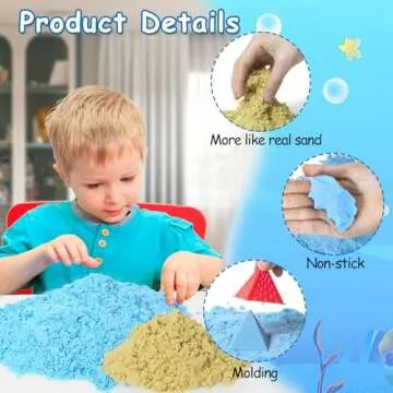 Tcvents Sensory Bins, Ocean Mermaid Sensory Bin Toys Sand Box for Kids Ages 3 4 5 6 7 8 9 Include 2.64lbs Magic Sand, 6 Castle Mould, 4 Mermaids, 30 Sea Animals- Toddlers Play Sand Art Kits