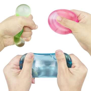 Anditoy 4 Pack Easter Eggs Sugar Stress Balls Sensory Fidget Toys for Kids Boys Girls Easter Basket ...