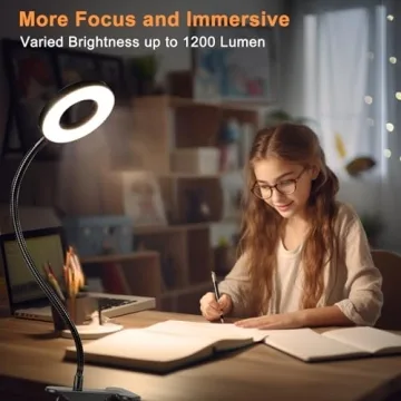 DLLT Dimmable Clip on Light, 48 LED USB Book Reading Light, Color Changeable Night Light Clip on for Desk, Bed Headboard, Makeup Mirror, Dorm Room, Computer, Piano Lighting, 15 Brightness (Black)