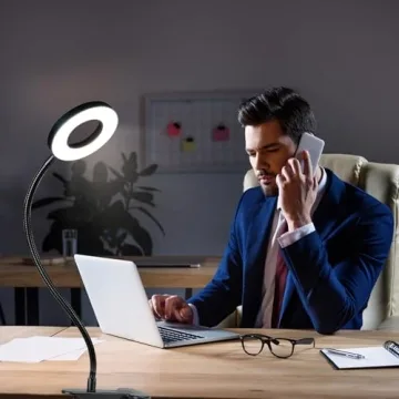 DLLT Dimmable Clip on Light, 48 LED USB Book Reading Light, Color Changeable Night Light Clip on for Desk, Bed Headboard, Makeup Mirror, Dorm Room, Computer, Piano Lighting, 15 Brightness (Black)