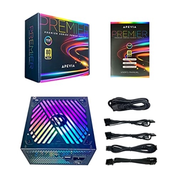 Apevia 1000W RGB Gaming Power Supply 80+ Gold Semi-Modular