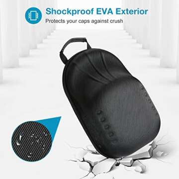 ProCase Hat Travel Hard Case for Up to 8 Caps - Black