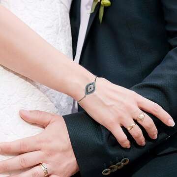 KENZY GIFTS Evil Eye Jewelry Box - Handmade Gold Keepsake Box with Magnetic Closure & Crystals - Decorative Storage for Bracelets, Necklaces, Boho Home Decor