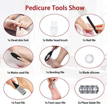 Electric Foot Callus Remover, Foot File, Rechargeable Foot File Set with 4 Different Roller Heads, Professional Pedicure Tools to Remove Cracked Heels and Dead Skin, for Feet Hands Spa