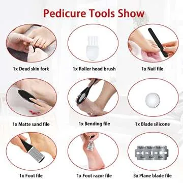 Electric Foot Callus Remover, Foot File, Rechargeable Foot File Set with 4 Different Roller Heads, Professional Pedicure Tools to Remove Cracked Heels and Dead Skin, for Feet Hands Spa