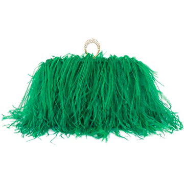 Zakia Real Ostrich Feather Evening Clutch for Parties