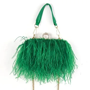 Zakia Real Ostrich Feather Evening Clutch for Parties