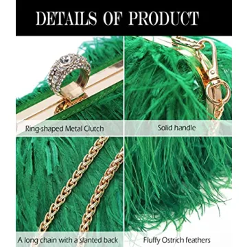 Zakia Real Ostrich Feather Evening Clutch for Parties