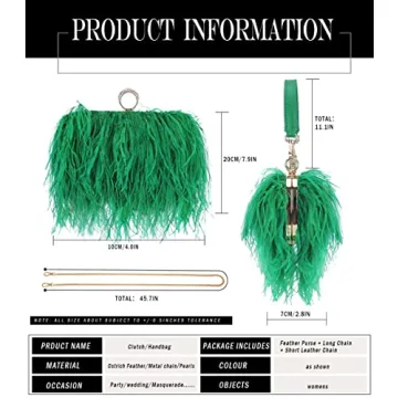 Zakia Real Ostrich Feather Evening Clutch for Parties