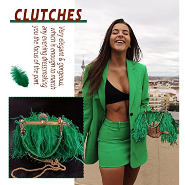Zakia Real Ostrich Feather Evening Clutch for Parties