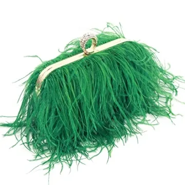 Zakia Real Ostrich Feather Evening Clutch for Parties