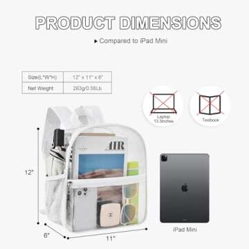USPECLARE 12x6x12 Clear Backpack for Stadiums