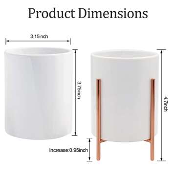 Pen Cup for Desk, Rose Gold Pencil Cup for Girls Women Durable Ceramic Multi-Purposed Desk Organizer Makeup Brush Holder for Office, Classroom, Home, Rose Gold 4.7 * 3.15inch