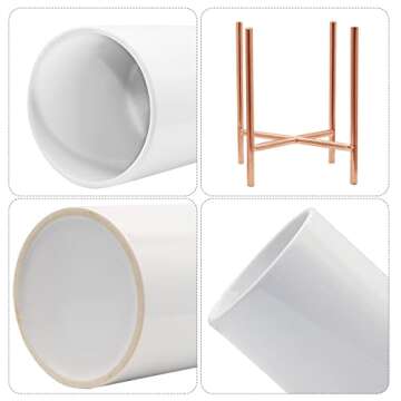 Pen Cup for Desk, Rose Gold Pencil Cup for Girls Women Durable Ceramic Multi-Purposed Desk Organizer Makeup Brush Holder for Office, Classroom, Home, Rose Gold 4.7 * 3.15inch