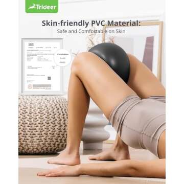 Trideer Pilates Ball 9 Inch Core Ball, Small Exercise Ball with Exercise Guide Barre Ball Mini Yoga Ball for Pilates, Yoga, Core Training, Physical Therapy, Balance, Stability, Stretching (Black)