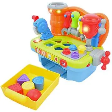 CoolToys Toddler Toy Workshop Playset with Interactive Sounds and Lights, Kids Educational Toy for Learning Colors, Shapes, Numbers, and Alphabet