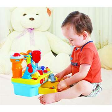 CoolToys Toddler Toy Workshop Playset with Interactive Sounds and Lights, Kids Educational Toy for Learning Colors, Shapes, Numbers, and Alphabet