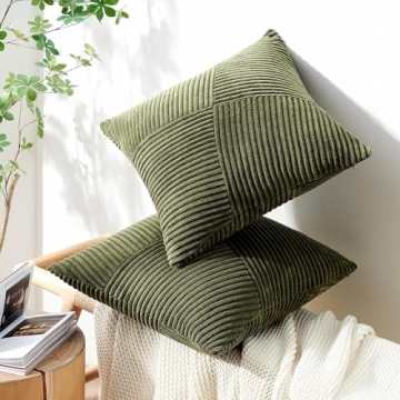 Topfinel Olive Green Decorative Pillow Covers 20x20 Inches