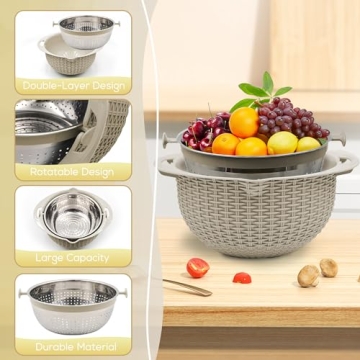 Multifunctional 4-1 Colander Mixing Bowl Set for Kitchen