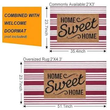 Stylish Black and White Striped Outdoor Rug 24'' x 51''