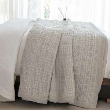 Sanracie 100% Cotton Oversized King Bedspread(128"x120"),Khaki Waffle Quilt Set 3Pcs Soft Lightweigh...