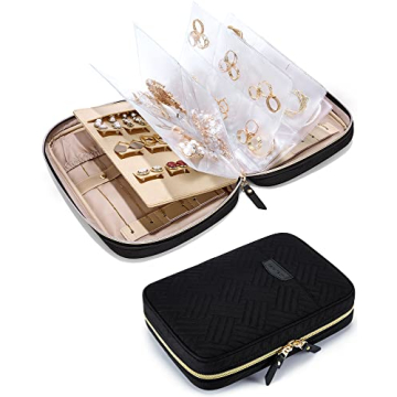BAGSMART Travel Jewelry Case – Elegant Storage for Necklaces, Earrings, and Rings